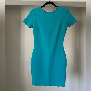 Likely Teal Scallope Manhattan Sheath Dress